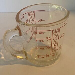 Pyrex Measuring Cup 1 Cup Clear Vintage 508 Red Lettering USA